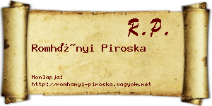 Romhányi Piroska névjegykártya